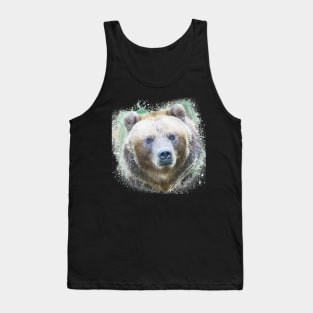 Brown Bear Grizzly Animal Wild Life Jungle Nature Free Adventure Watercolor Tank Top